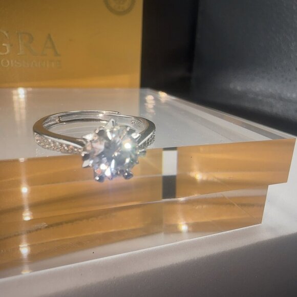 Custom 925 Sterling Silver Moissanite Ring Adjustable 1CT - Picture 14 of 15